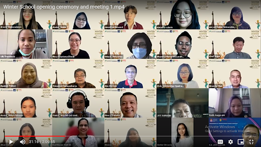 Portrait of the opening ceremony of Winter School Program 2021 by the stakeholders of Ciputra University and the stakeholder's partner, UIB and TAR University (25/11/2021)