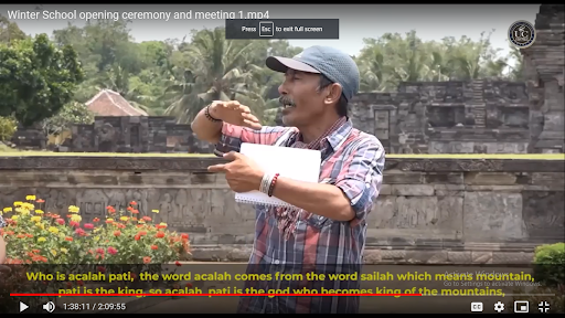 The session of first meeting Winter School Program by playing a video of Penaran temple by zoom meeting platform
